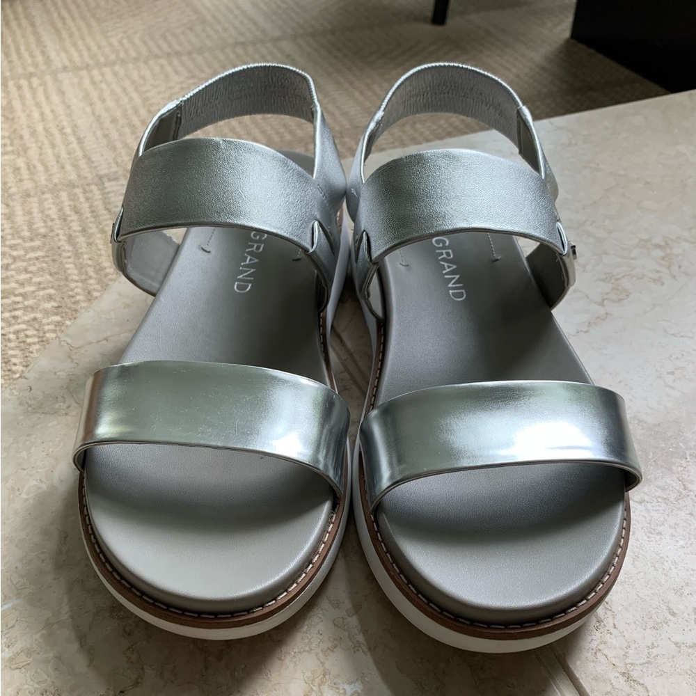 Cole Hahn Zerogrand Silver Metallic Sandals - size 9M -